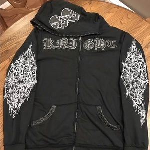 Jaded By Knight Vintage Skulls Leather Lost Angels X Large Hoodie Jacket